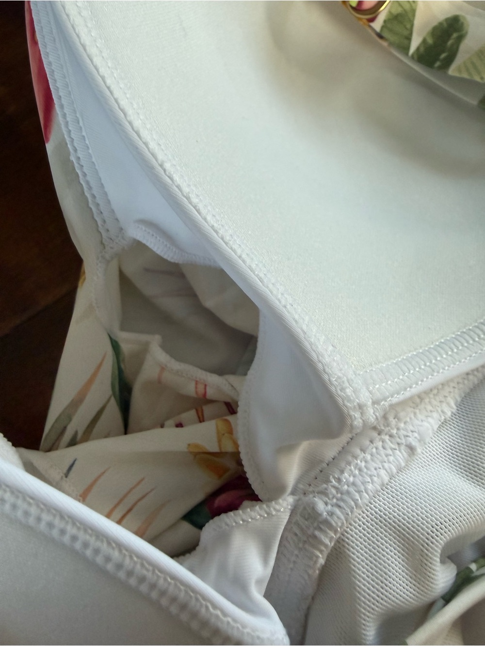 Plus Size Jantzen Floral Swimsuit in White with Green & Pink - Picture 10 of 11